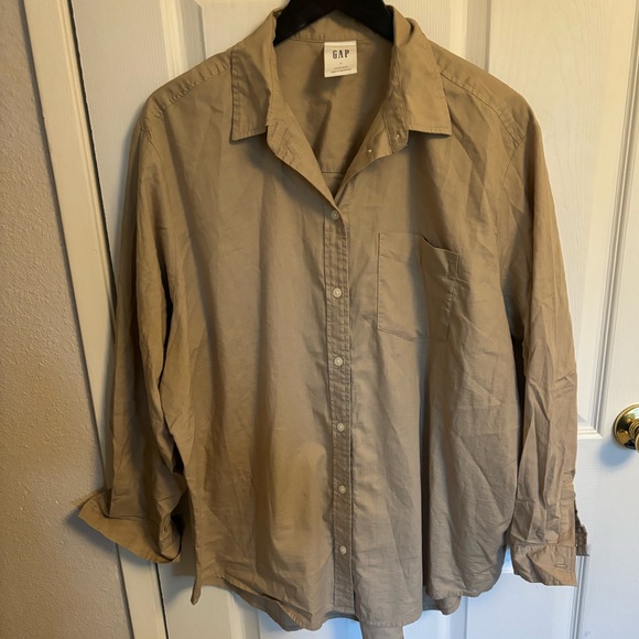 Gap The Big Shirt in Tan Oversized Button Down, L - Picture 4 of 7
